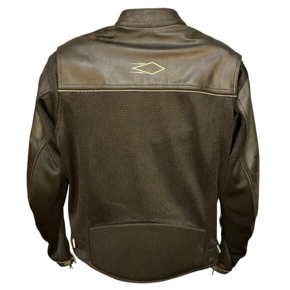 Power Trip Black Leather Full Zip Motorcycle Jacket with Padding Size M - Picture 3 of 7